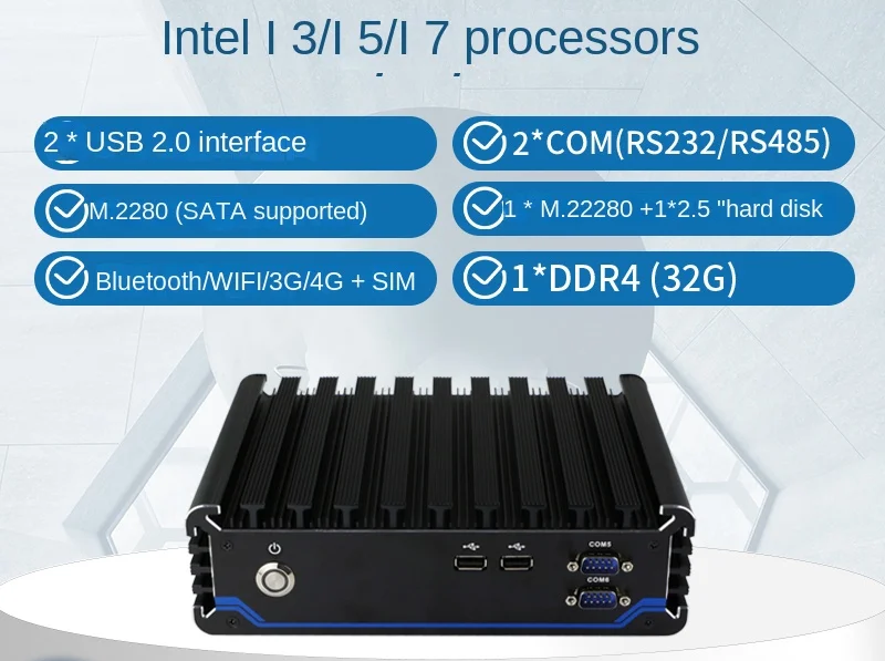 

Embedded Industrial Control Machine Fanless Mini Computer Small Host Supports Extended Industrial Computer Desktop