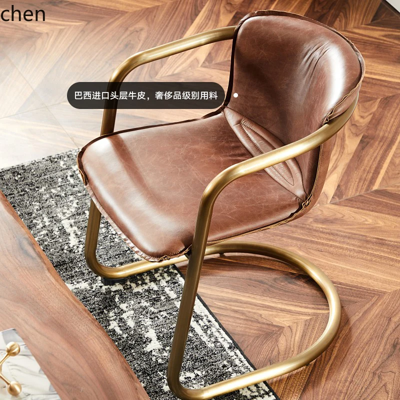 

X-12 leather chair casual simple creative dining chair industrial style retro back armchair