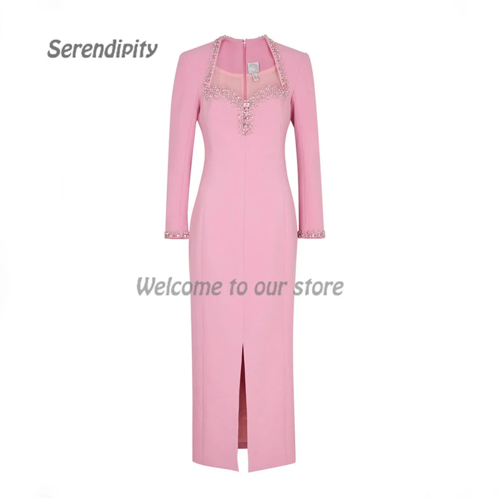 Vestido feminino em crepe Serendi', elegante em forma A, vestido de baile de cristal, alta qualidade, coquetel de Natal, baile,