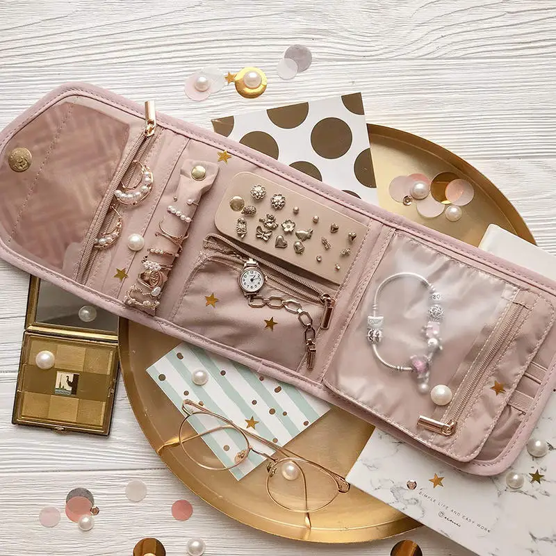 

Foldable Portable Travel Jewelry Bag Necklace Earrings Jewelry Case Organizer Packing Bag Rings Journey Storage Bags Home