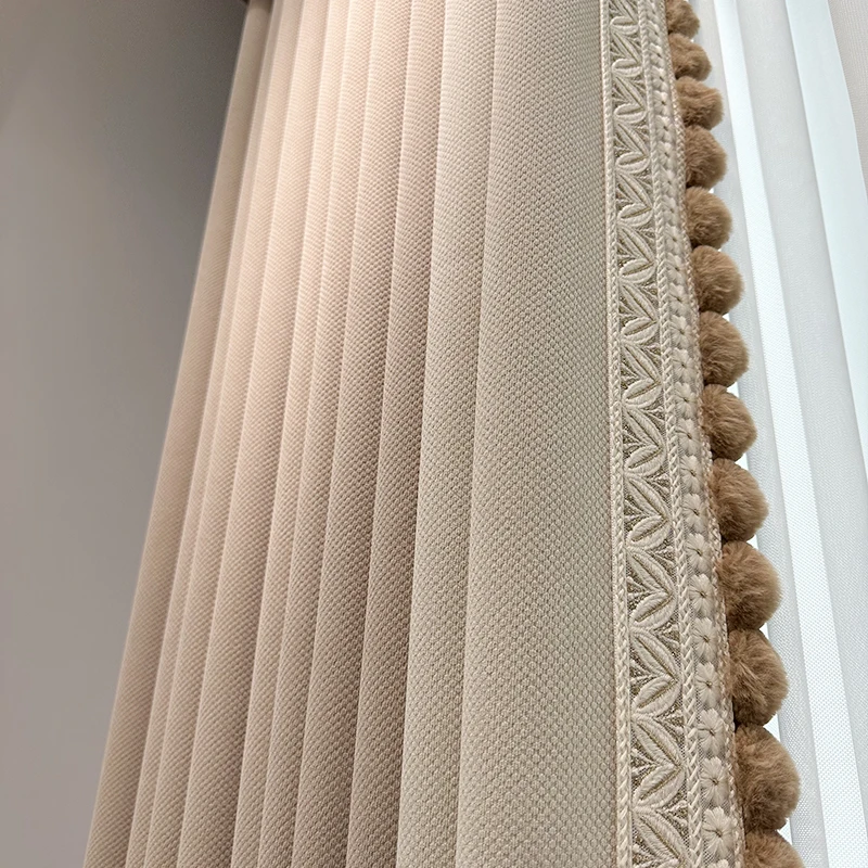 

high-grade modern Simplicity Northern chenille lace pink bedroom valance curtain tulle M1611