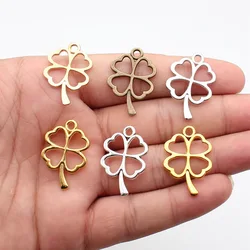 WYSIWYG 10pcs 21x31mm 6 Colors Trendy Pendant DIY Lucky Four Leaf Clover Charms Pendant For DIY Jewelry Making