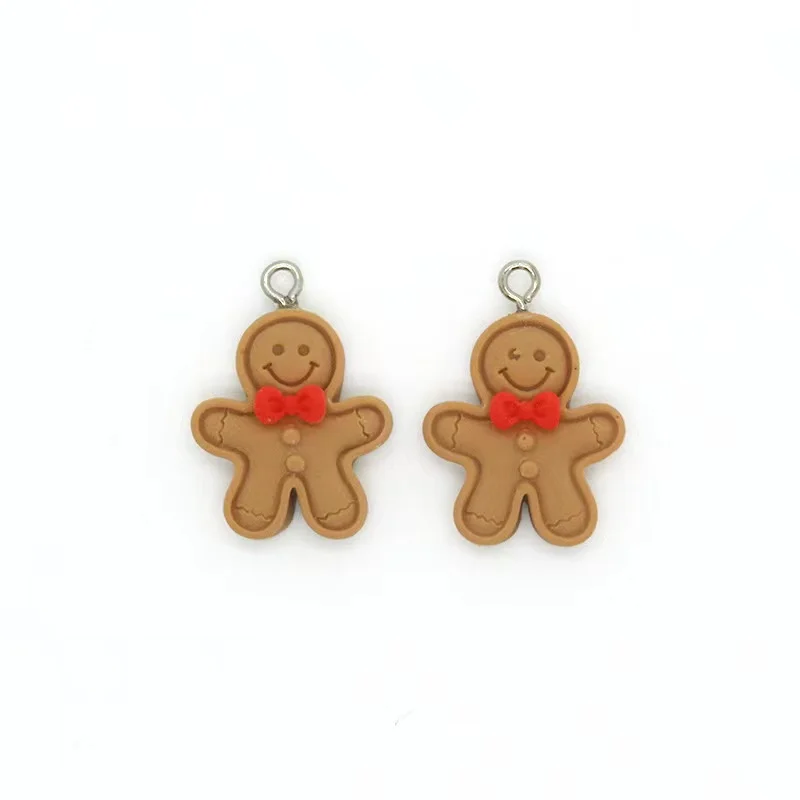 10pcs Cartoon Gingerbread Man Cute Charms For Pendant DIY Earrings Necklace Jewelry Accessories Finding