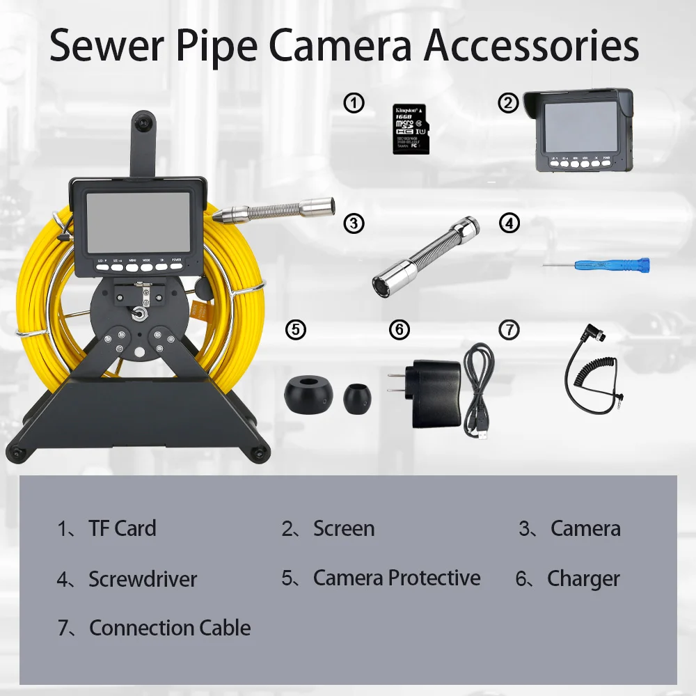 Imagem -06 - Câmera de Inspeção de Tubulação com Gravador Dvr de 16gb Câmera de Cobra de Encanamento à Prova Dágua Ip68 Endoscópio de Esgoto de Dreno de Tubulação Industrial de 100 Pés30m com Monitor Colorido de 43 Polegadas