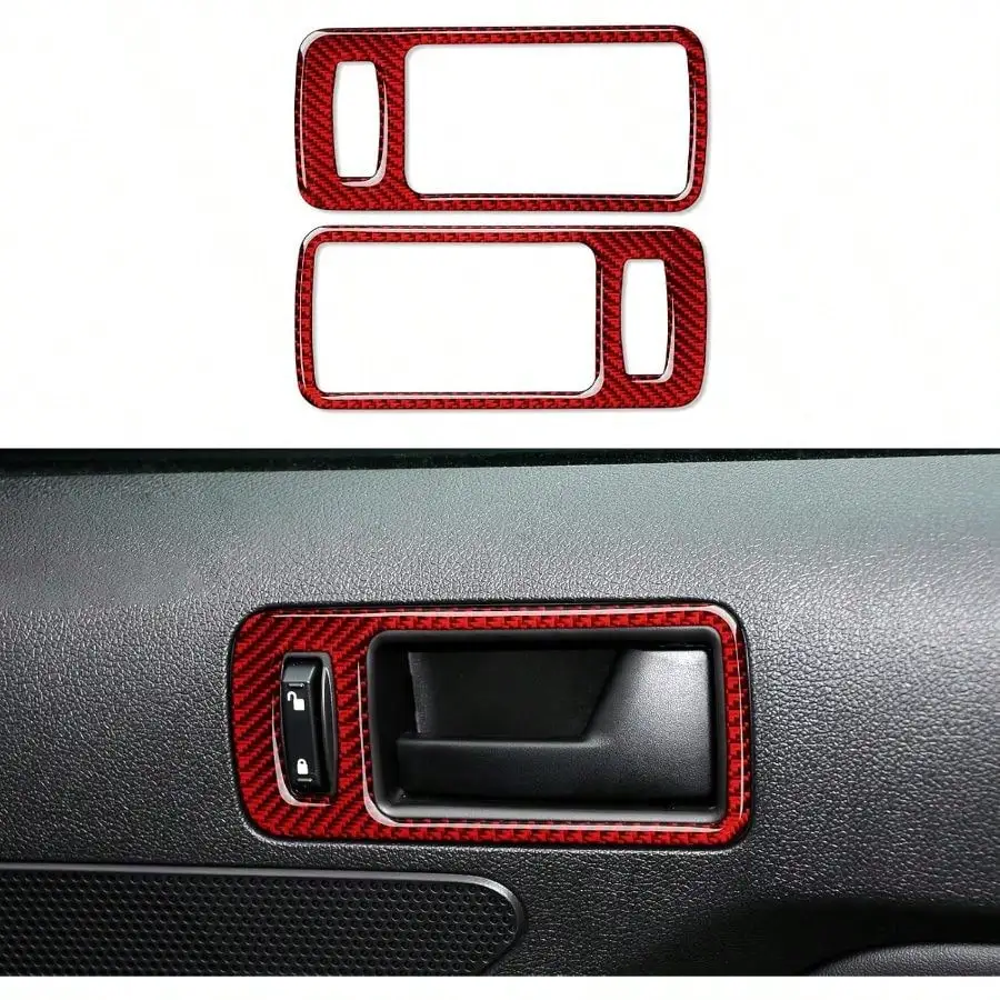 Car Inner Door Handle Sticker Carbon Fiber Decal Interior Trim Cover Mustang GT Shelby 2009 2010 2011 2012 2013 2014 Accessories