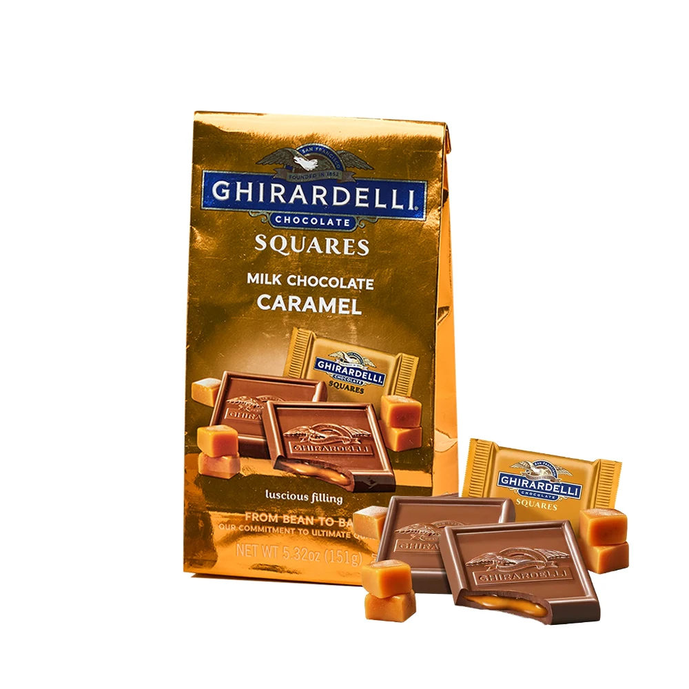 USA Premium Ghera Deli Milch schokolade Karamell quadratische Tasche Schokolade 151g * 2 Stück