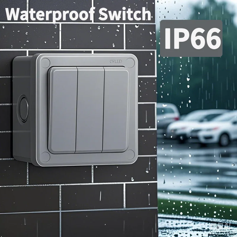 

​​16A High Power Outdoor Wall Switch IP66 - 1/2/3 Gang Weatherproof Push Button Electrical Panel​​