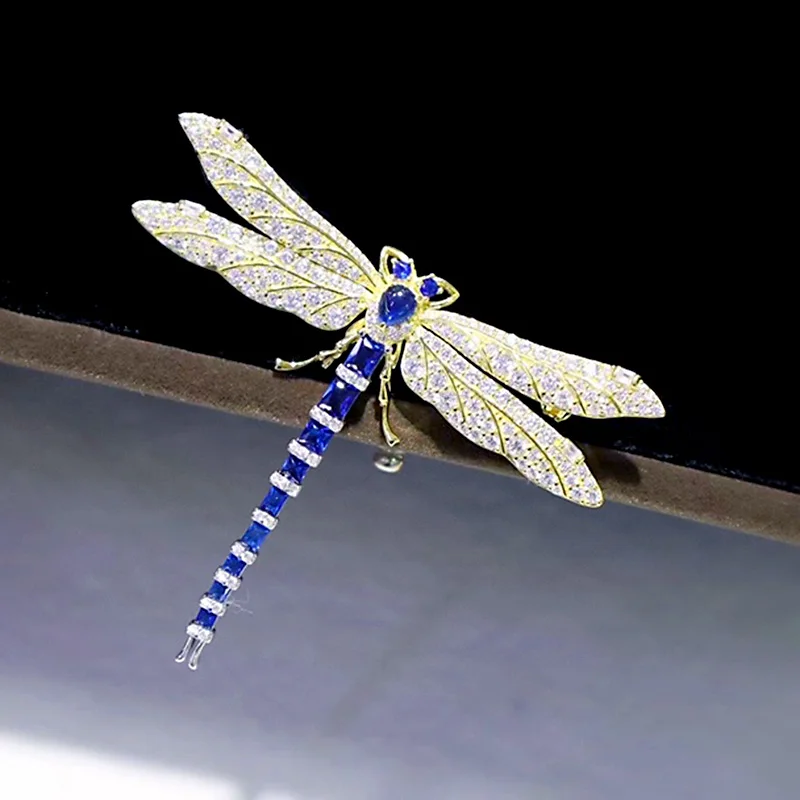 ZOCA New 925 Sterling Silver Zircon Dragonfly Brooch Women Unique Gift Party Design Boutique Jewelry