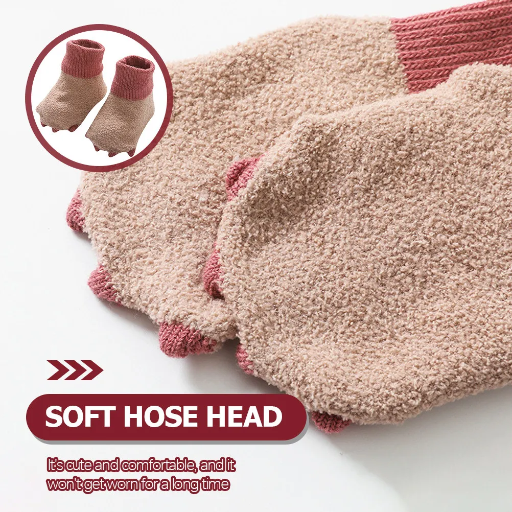 

1 пара дышащих носков для малышей, зимняя теплая обувь для малышей, носки с противоскользящей подошвой для детей 6-12 месяцев, для использования в помещении