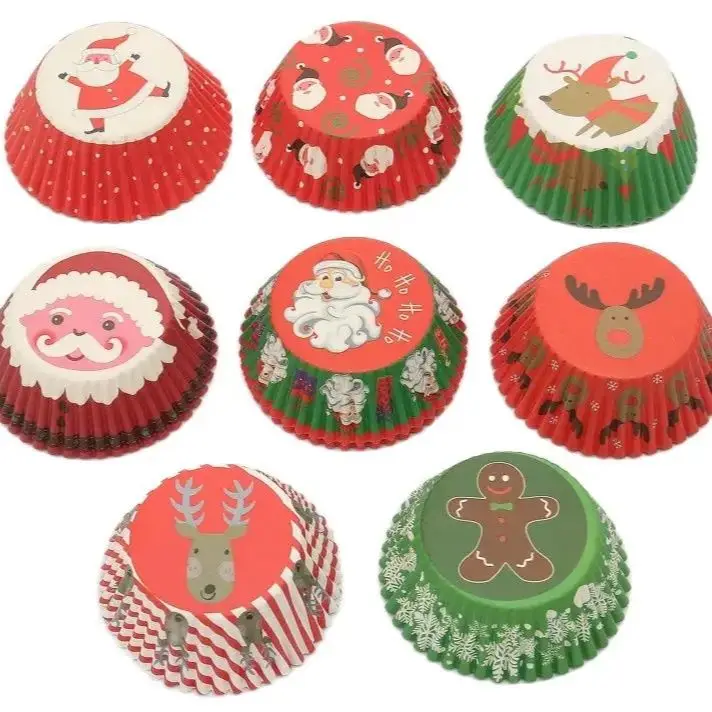 50 Spider Snowman Santa Tree Deer Pumpkin Halloween Cupcake Liners Baking Cup Muffin Tray Cases holder Merry Christmas snowflake