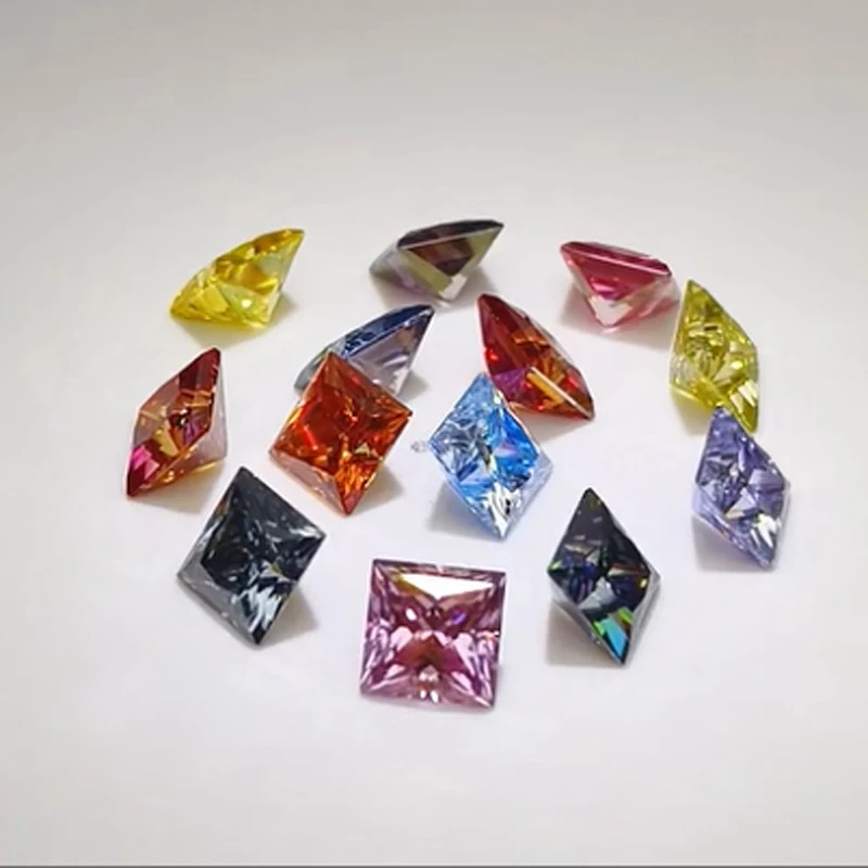 

Moissanite Loose Stone VVS1 Princess Cut Multiple Color Beads Charms for Jewelry Making with Certificate Pass Diamond Tester