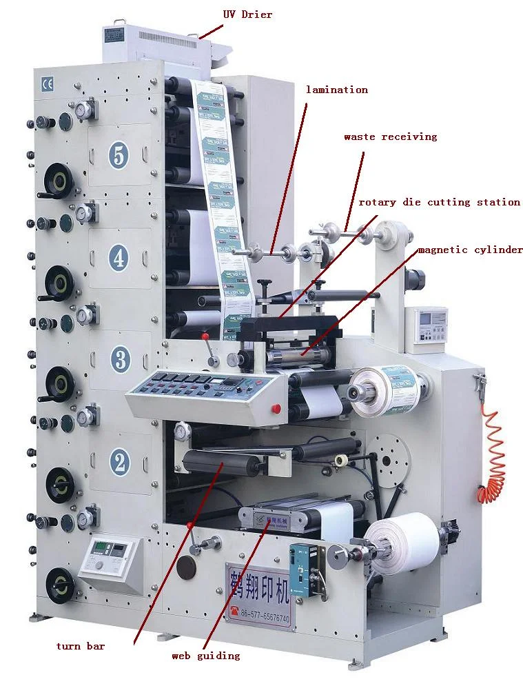 RY320-5D High Speed Automatic 2 4 6 Color Flexo Label Printing Machine For Manufacturing Plant