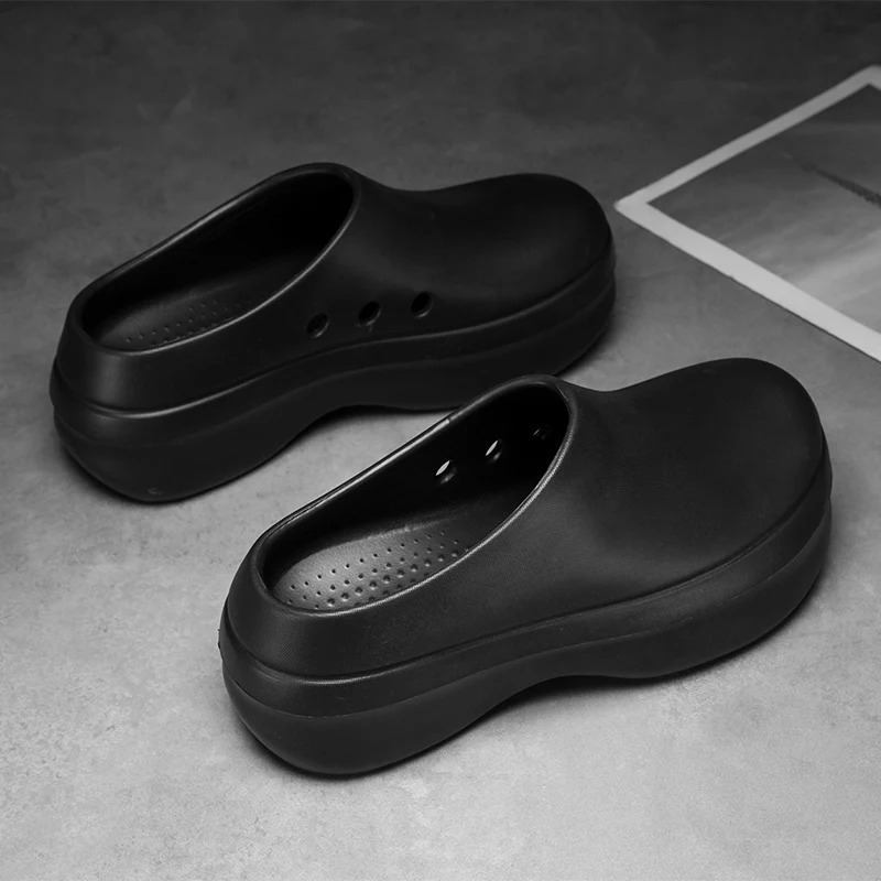 

Bla повседневные кухонные рабочие туфли на толстом каблуке, водонепроницаемые, маслостойкие, нескользящие мужские тапочки для шеф-повара, износостойкий материал EVA