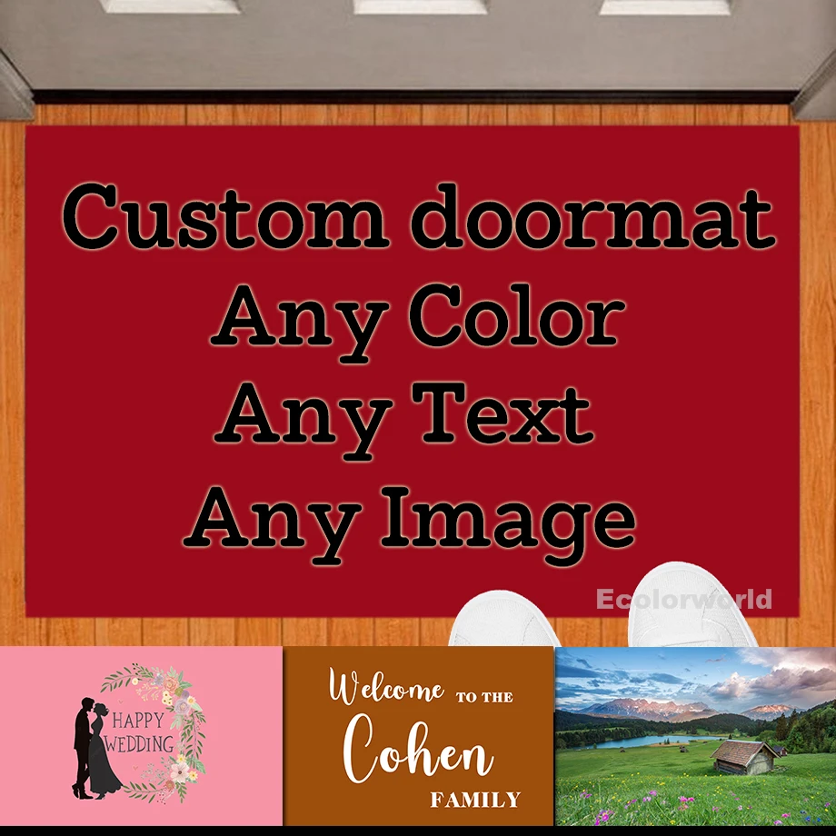 

Personalized Mat Decorative Doormat Custom Welcome Floor Mats Carpet Anti-slip Rubber Print Any Photo Logo Wedding Home Decor