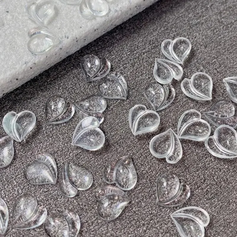 Manicure Ice Transparent Resin Heart Nail Art Charms 3D Kawaii Clear Love Crystal Rhinestone Nail Decorations Ornament