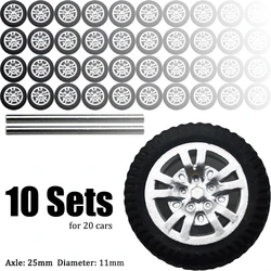 1/64  Ten Sets Of Wheels For Ten Model Cars with Rubber Tire Basic  Modified Parts Racing Vehicle Toys Tomica MiniGT