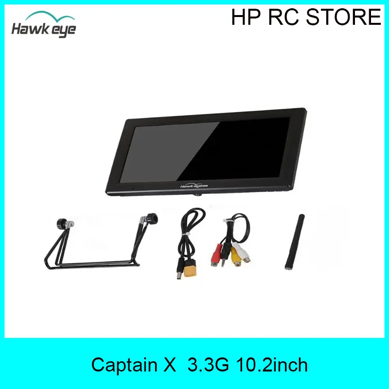 Hawkeye Captain X 10.2 Inch 3.3GHz FPV Monitor HDMI DVR 8 DIY Channel V2 Tracking 1000Lux 3S-6S Input for RC Drone