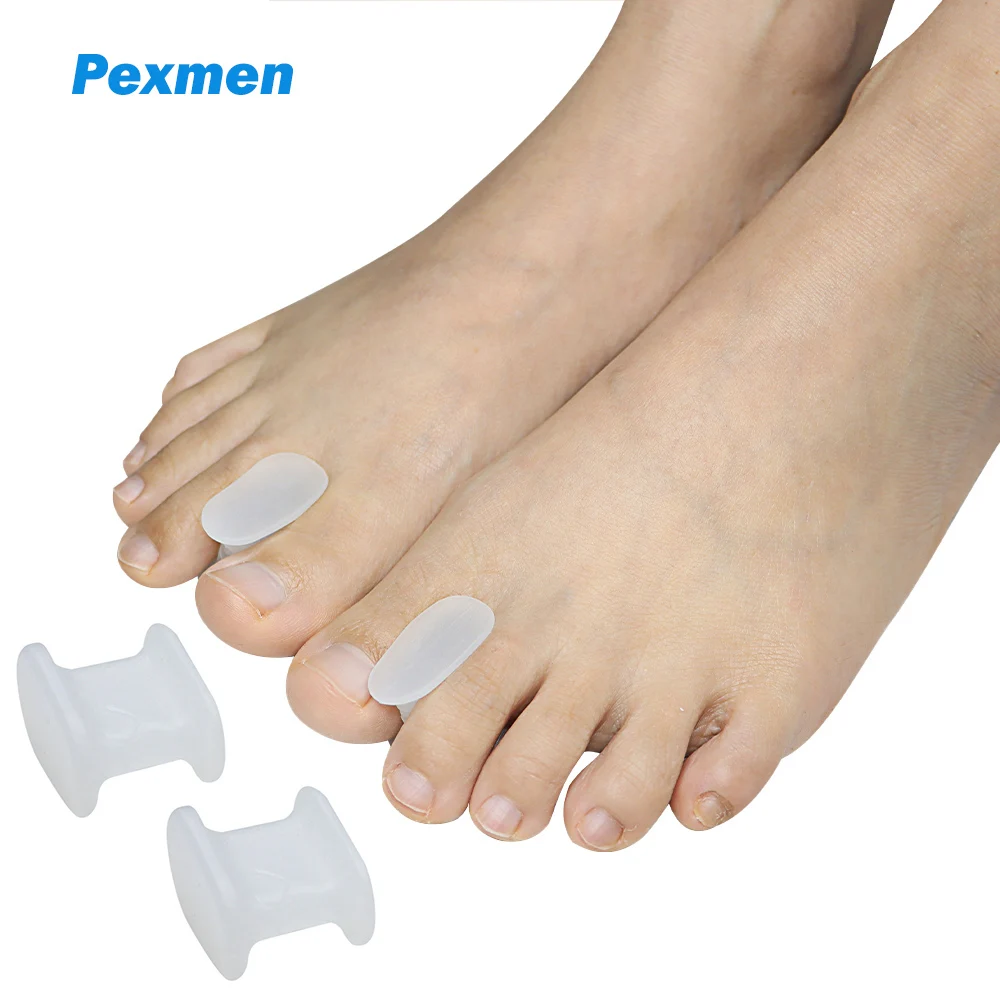 Pexmen 2/4/8Pcs Gel Toe Separators Spacers Bunion Corrector for Toe Alignment Crooked Curled Hammer and Overlapping Toes