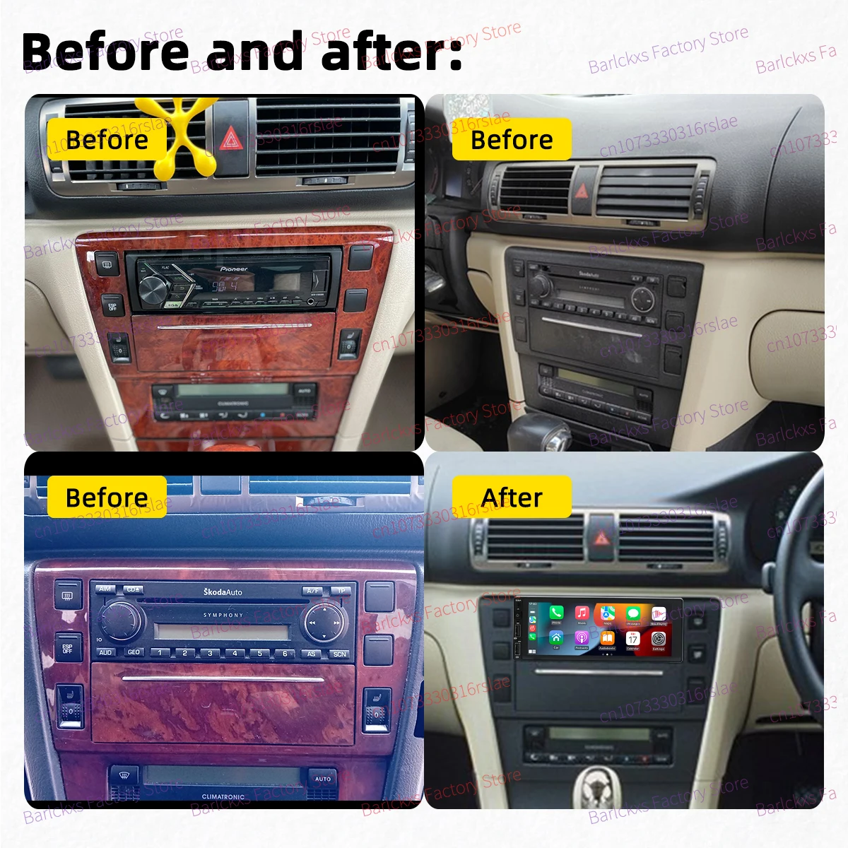 أندرويد سيارة الوسائط المتعددة لسكودا سوبيرب 1 I 2002-2008 6.86 "شاشة 1 الدين راديو ستيريو رئيس وحدة Carplay Autoradio GPS