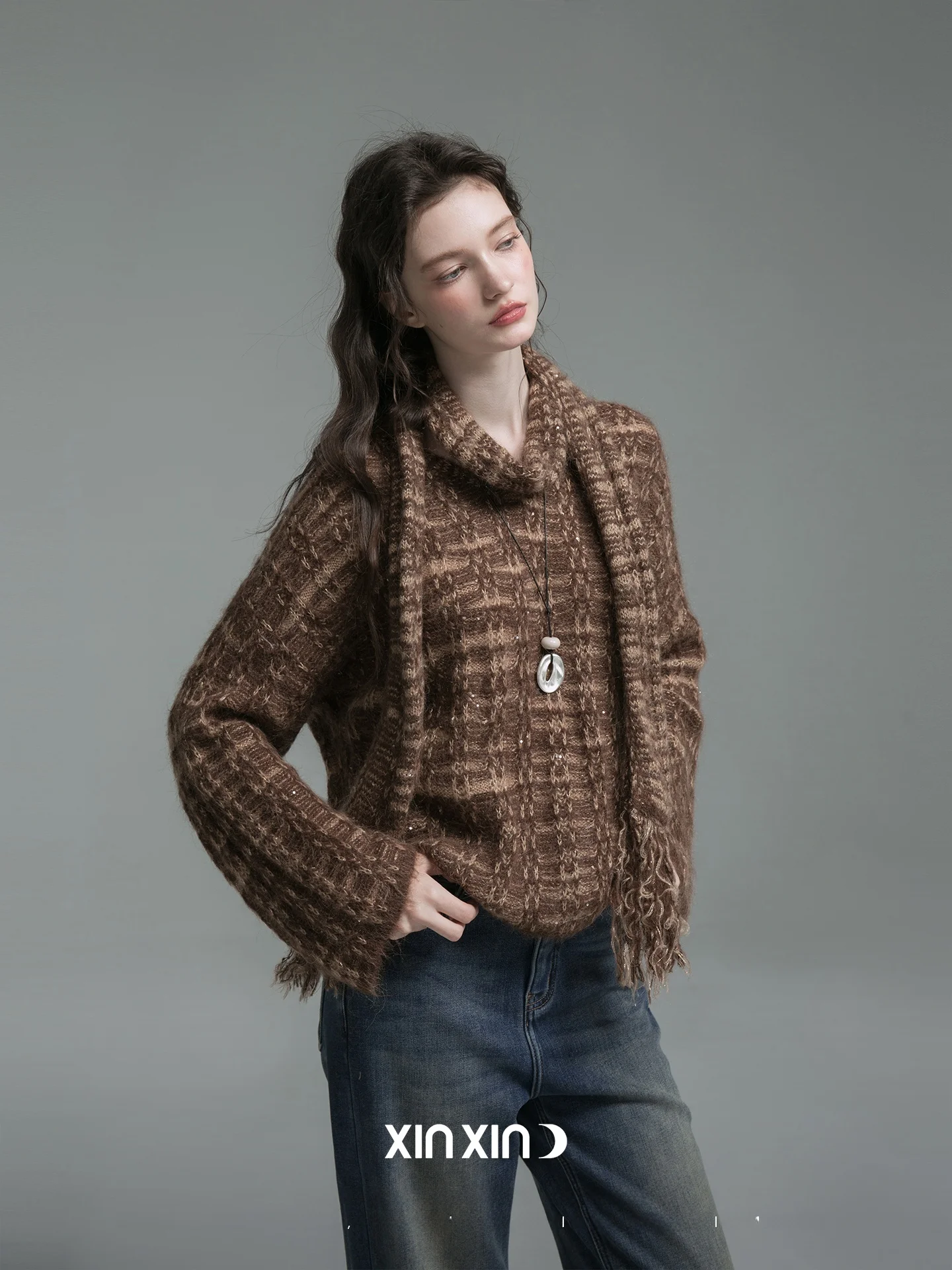 

XinXinyue Women's V-ne Turtlene Sweater Long Sve Casual Sle A-line Coatigan Wool Blend Knittedwear Autumn Winter