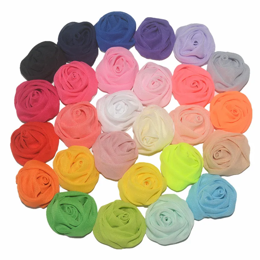 

600pcs Wholesale Chiffon Three-dimensional Rosebud Diy Handmade Cloth Flower Children's Headgear Corsage Shoe Accessories