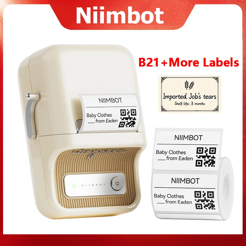 NiiMbot B21 B1 Mini Thermal Printer Handheld Portable Bluetooth Label Printer UV Sticker Adhesive Mobile Label Machine Tag Ink