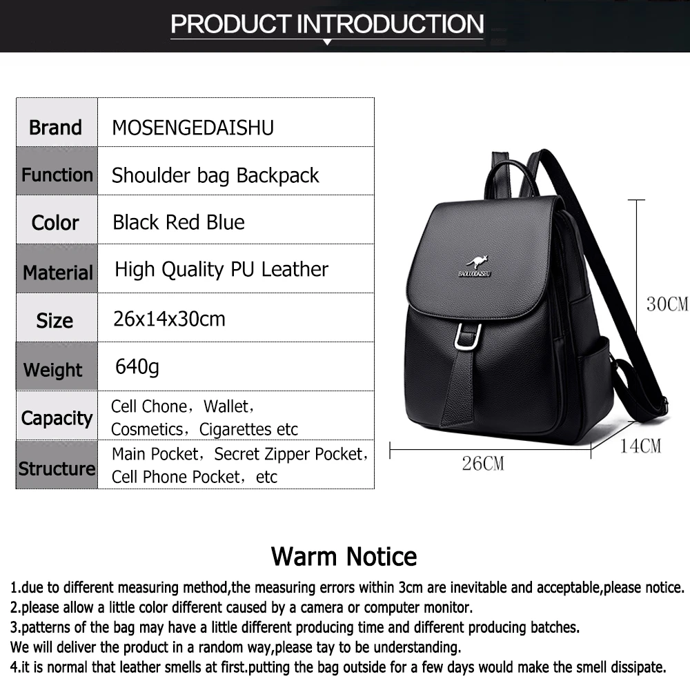 Mochila antirrobo de diseñador de lujo para mujer, mochila de cuero PU de alta calidad de gran capacidad de Color sólido, bolsos de moda para mujer