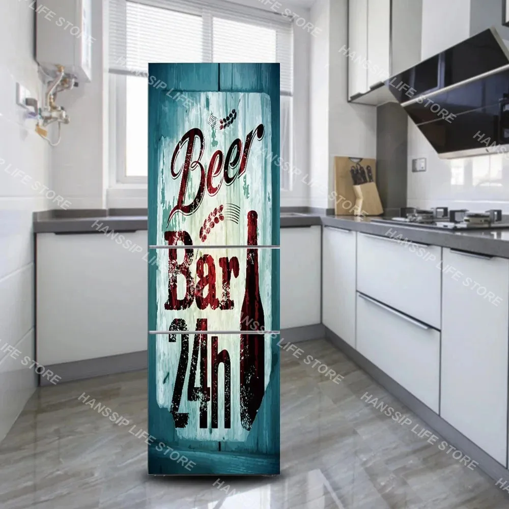 Mixed Style Fridge Door Sticker Waterproof Piano City Beach Beer Eiffel Tower Refrigerator Mural Wrap for Kitchen Home Decor - view 4