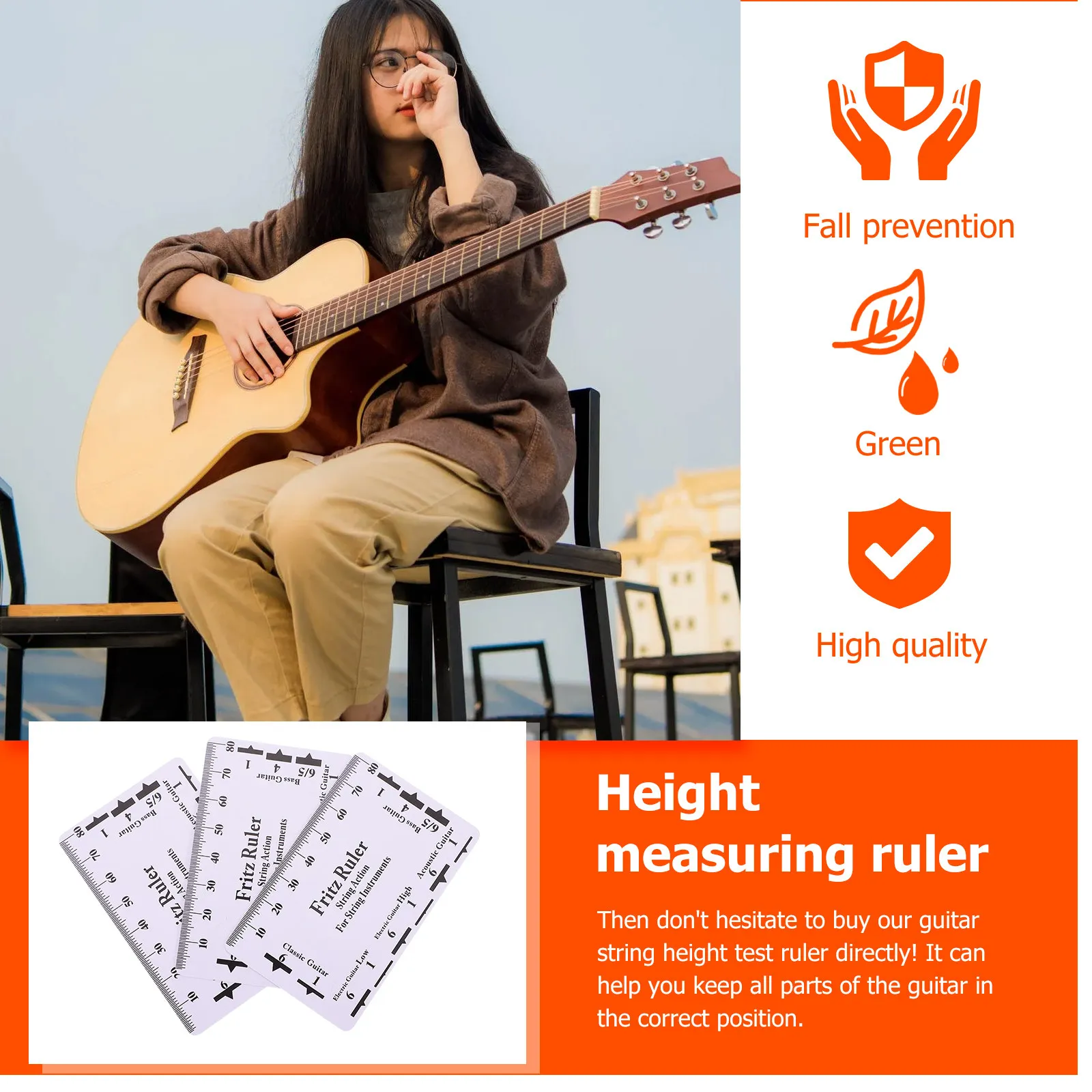 Guitar Neck Measurement Ruler Set 3 Piece String Height Gauge Assorted Colors Professional Repair Tools