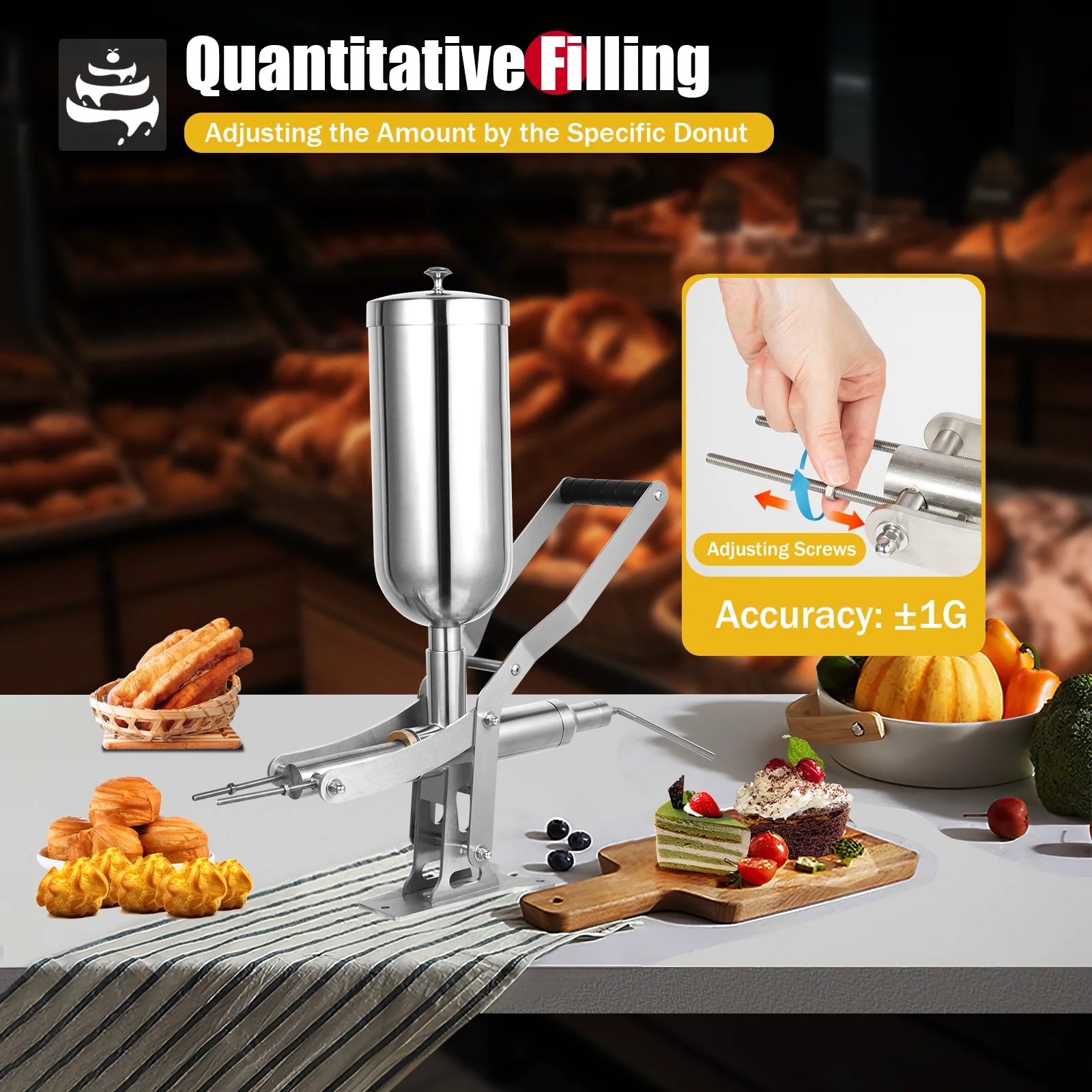 Manual Churro Filler 5L Spanish Churro Maker Machine Fill Machine Stainless Steel Donuts Filler