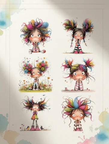 Quirky Girl Heat Transfer Patches for Clothing DIY A-Level Washable T-Shirts Iron-on Thermal Stickers Cute Doll Patches Applique