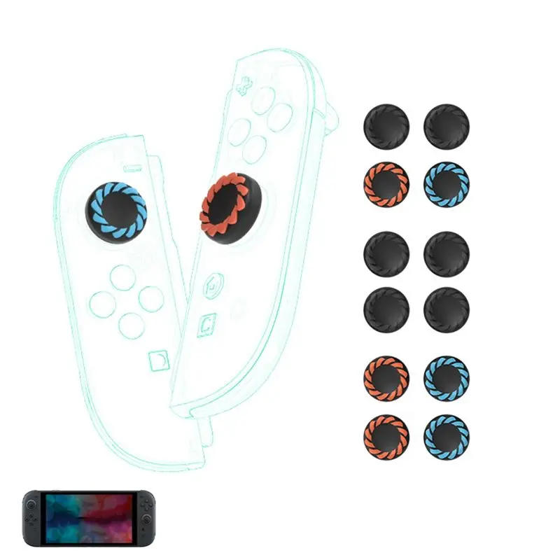 DT18 Silicone Cap for Switch2 for Joycon Joystick Cap Non-Slip Protective Mushroom Cap for Switch2 Controller (Orange & Blue