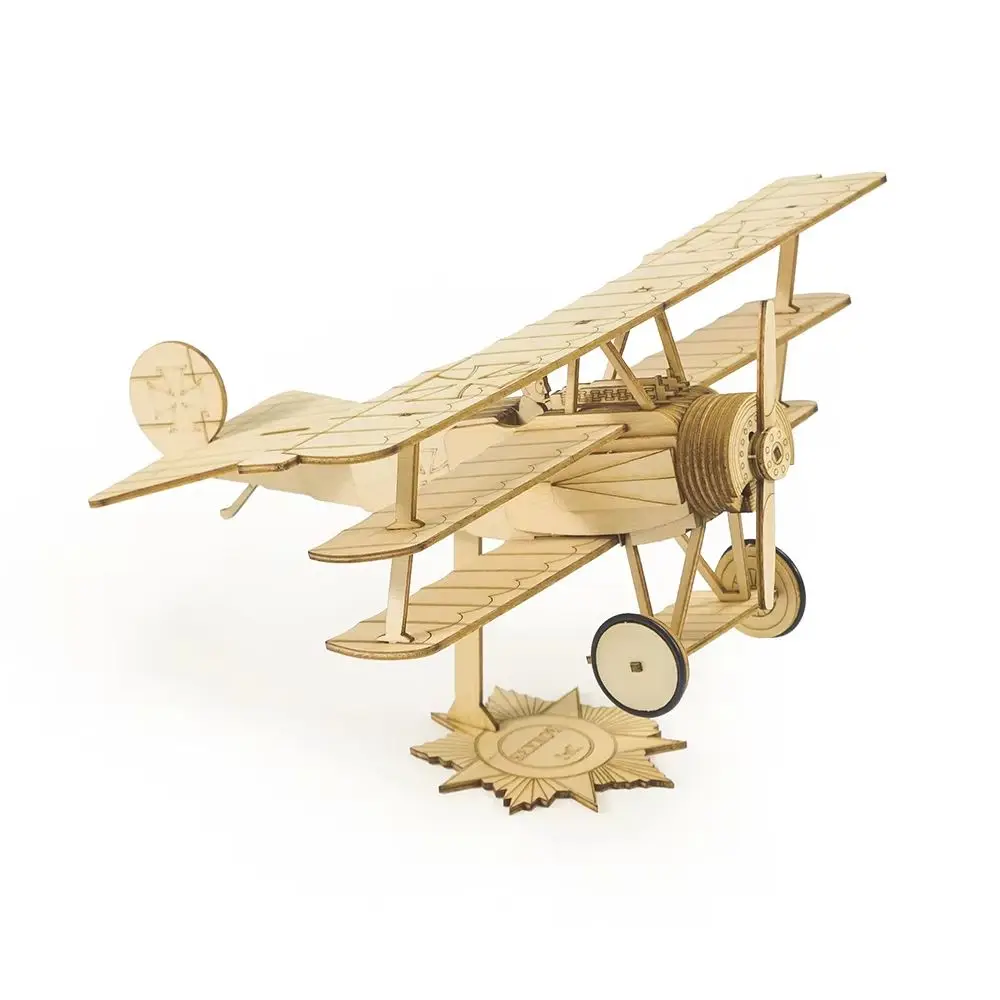 Real Hawk Mini Fokker-DrI  Scale 1:38 Aircraft Wood Solid DIY Assembly Model Set Wood Toys Ornaments Children's Gifts