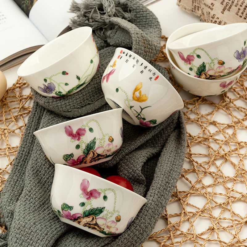 JinLanYu Tangan - Tazón de Té de Porcelana China de 35 cm, Tazón de Cerámica para Sazonar, Tazón para Salsa de Soja co...