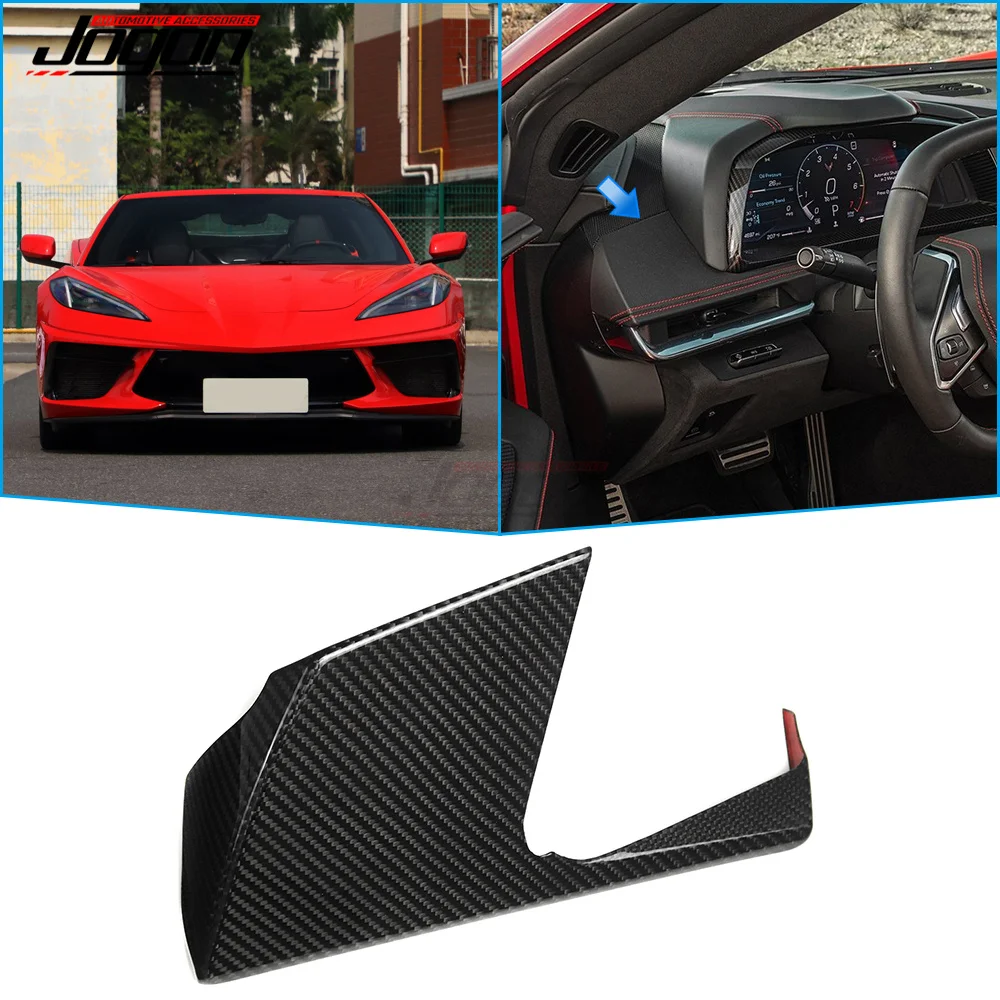 For Corvette C8 2020 2021 2022 2023 2024 Genuine Carbon Fiber Cosole Dash Side Cover Sticker Interior Car-styling