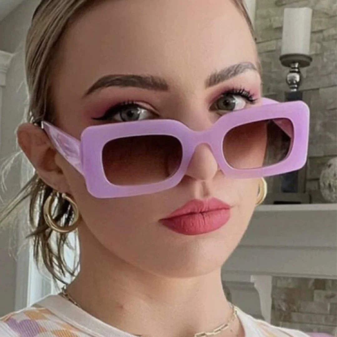 Fashion Small Square Sunglasses Women Vintage Designer Narrow Frame Sun Glasses Leopard Black Green Jelly Eyewear UV400