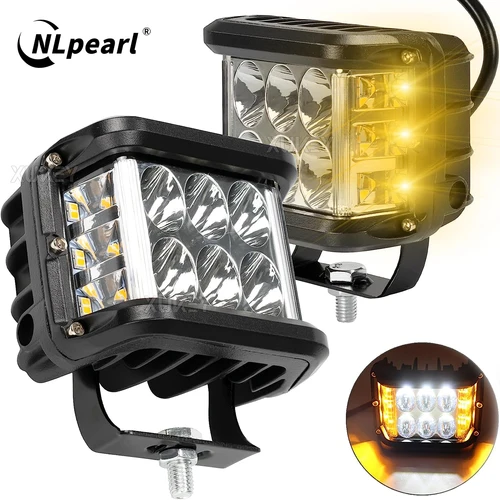 Imagen 1 del producto NLpearl-luz LED de trabajo de 4 "", doble cara, lámpara estroboscópica blanca y ámbar, luz intermitente todoterreno para coche, camión, camioneta, barco, Suv