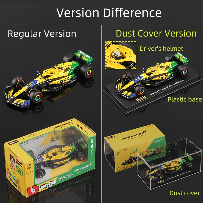 Bburago 1:43 F1 Mclaren MCL38 Monaco Grand Prix 2024 รถโมเดลDiecastขนาดเล็ก # 4 ลันโด นอร์ริส # 81 ออสการ์ พีสทรี ของเล่น