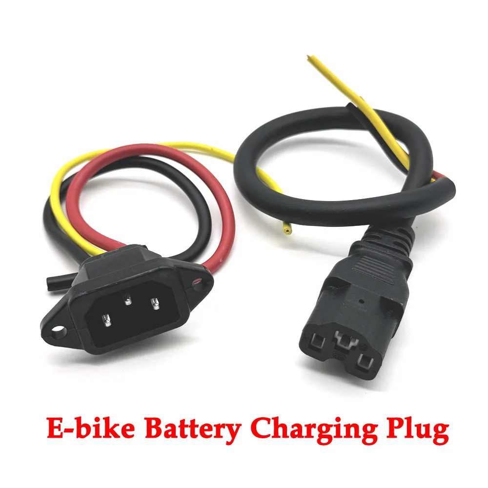 E-bike Battery Charging Plug Three Vertical Charging Socket with Cable Wire Connector for Electric Vehicle 72V 10A Connector