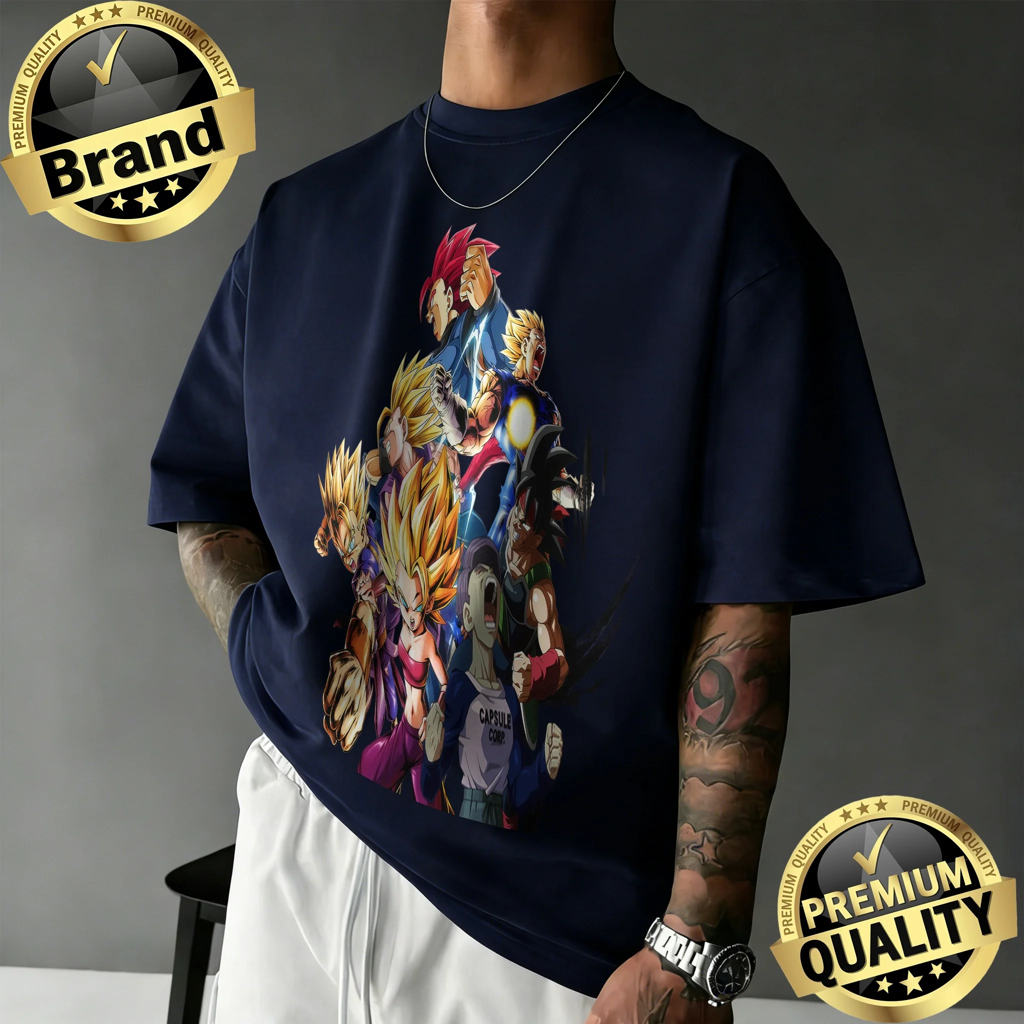 2026 New Arrival Dragon Ball Cotton T-shirt Unisex Oversized Vintage All-Star Team Graphic Tee Casual Loose Fit Anime Top Y2k
