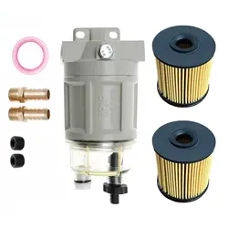 R12H (R12T Upgrade) Fuel Water Separator Marine Replaces S3240 120AT NPT ZG1/4-19 Spin-on Filter Includes 2 Fittings 2 Plugs