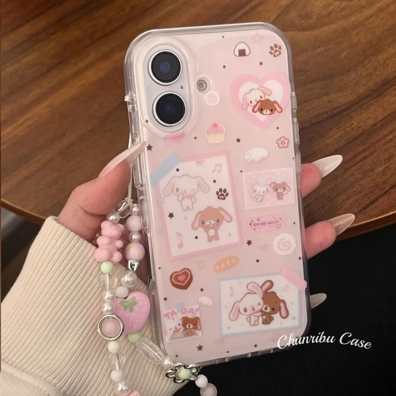 Ins Japón encantador conejo postre lindo dibujo animado rosa funda de teléfono para iPhone 16 15 14 13 12 11 Pro MAX 14 15 16 PLUS Y2K Kawaii cubierta