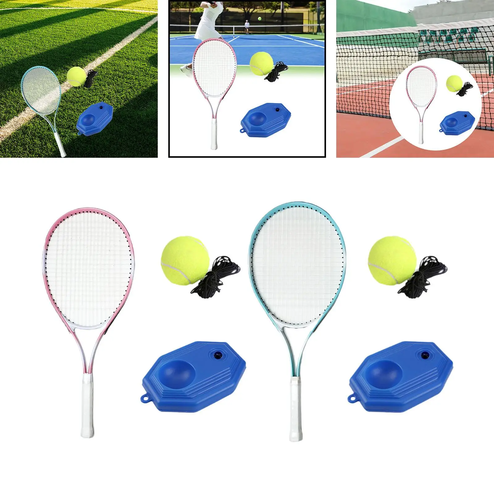 

Tennis Trainer Rebound Ball Tennis Training Equipment Single Player Practical Solo Training with Racket Indoor Outdoor Garden