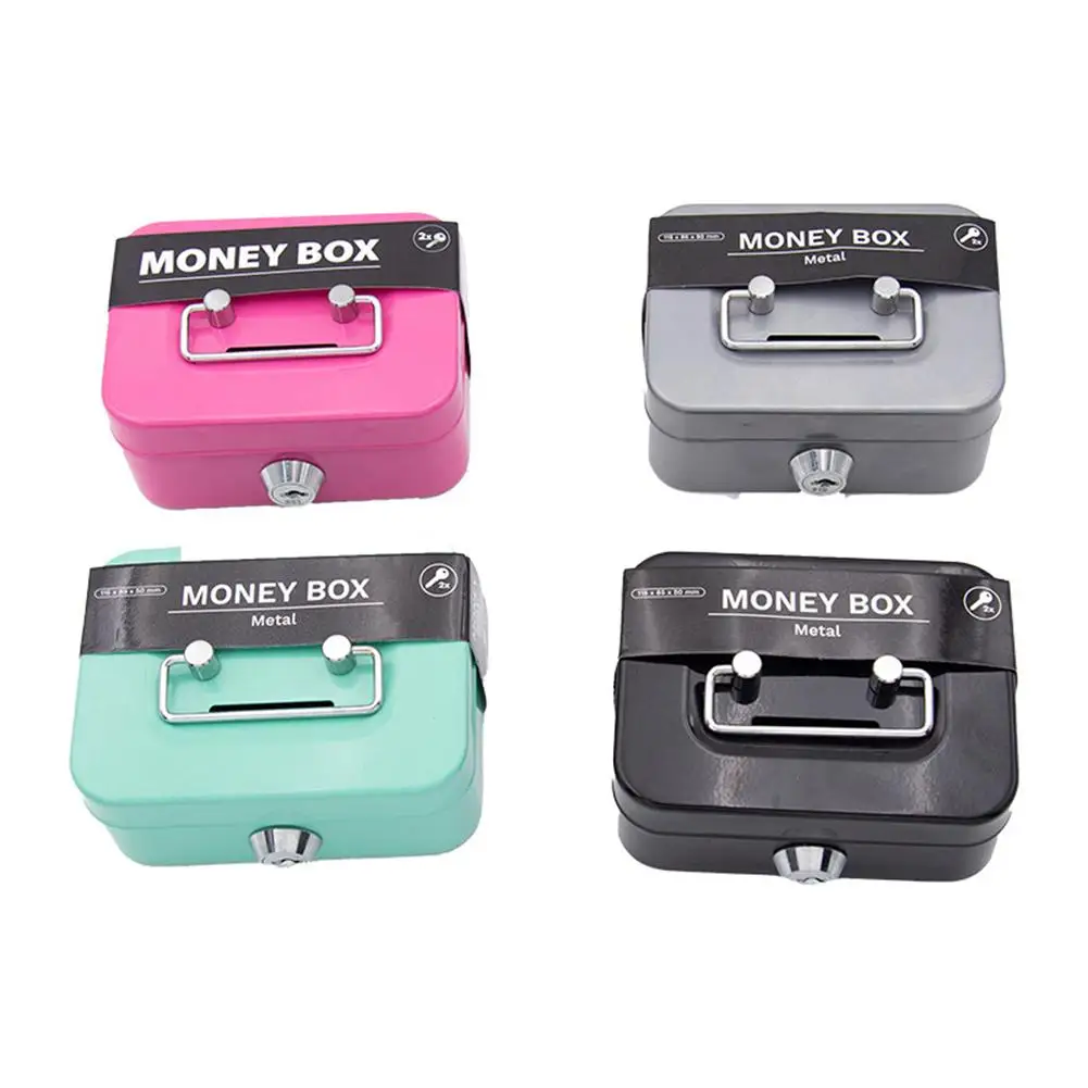 Metal Cash Box Mini Safe Lock Box Money Bank Metal Coin Bank Security Box Sturdy Cash Box Portable For Kids Coin Collection Gift