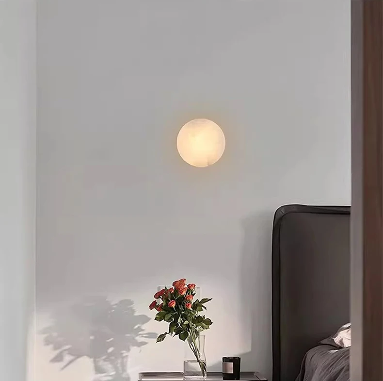 Real Marble LED Wall Lamp Black Gold Copper