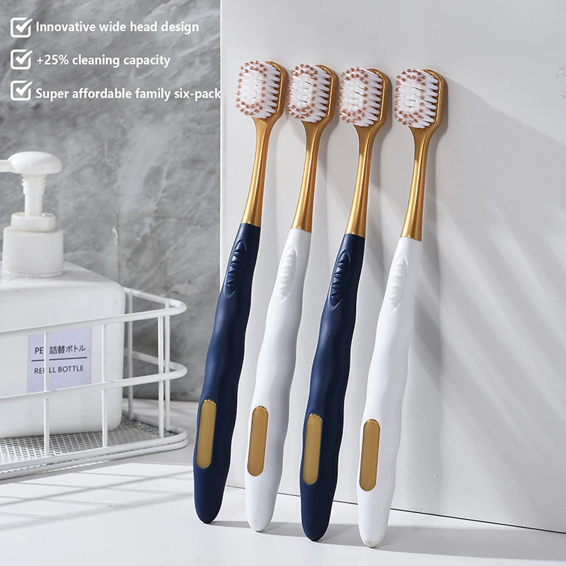 ’ 6Pcs Wide Head Soft Long Head Adult Big Head Toothbrush Comfortable Teeth Super Soft Oral Cleaning Brush