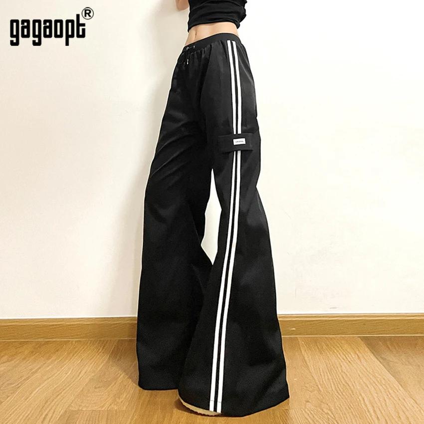 Gagaopt Women Casual Joggers Pants Fashion Streetwear Sports Wide Leg Pants Hip Hop Y2k Sweatpants High Waist Baggy Trousers