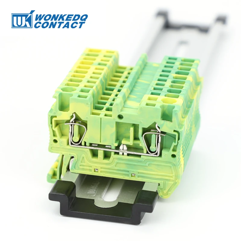 

ST1.5-PE Din Rail Spring Cage Terminal Ground Protective 1.5mm² Wire Electrical Earth Connector Terminal Block ST 1.5-PE