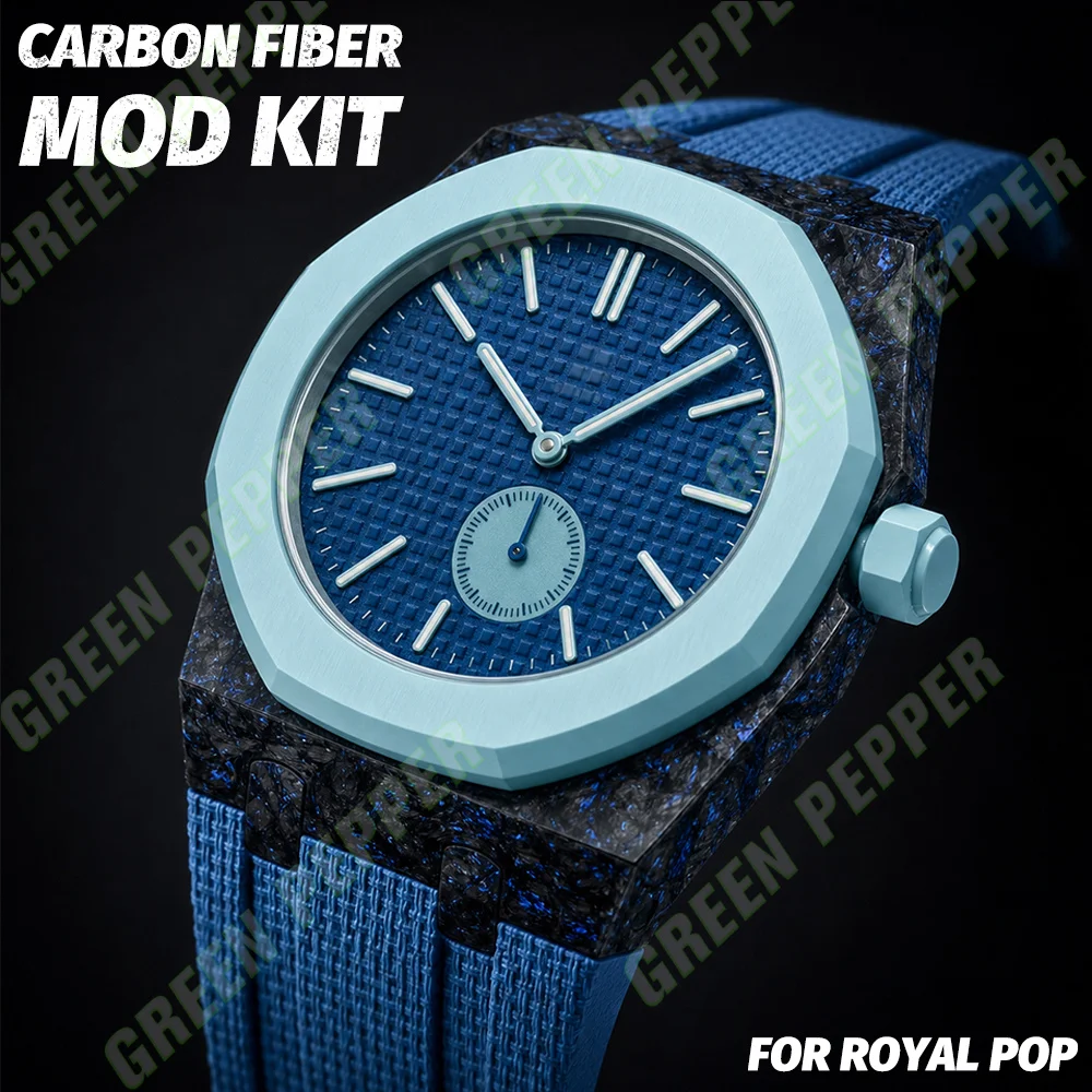 

Carbon Fiber Moddification Kit for AP X Swatch Royal Pop Pocket Watch Changer To Wristwatch Nylon Patterned Fluororubber Strap