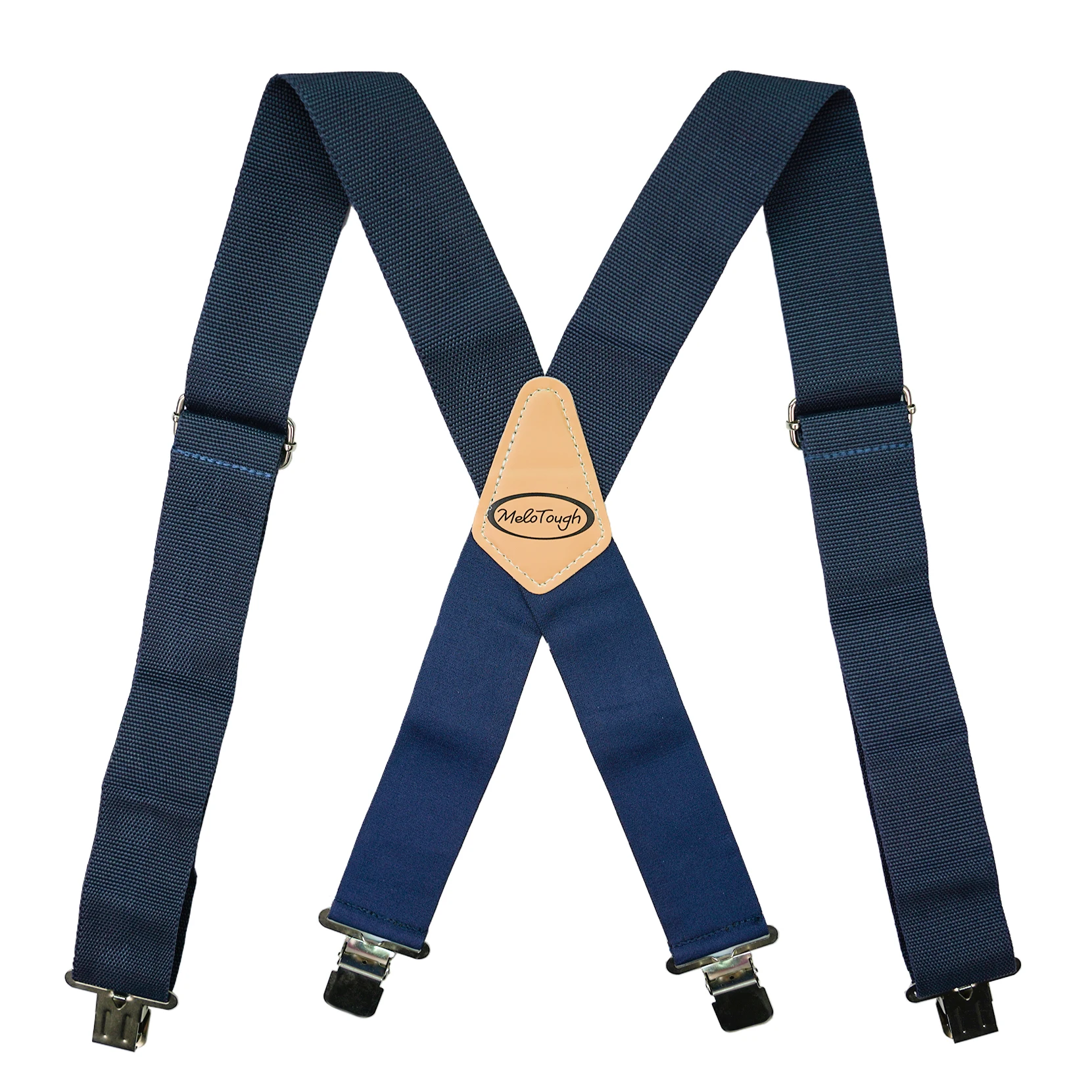 

Melo Tough Men's Industrial Strength Suspenders Partial Elastic Tradesperson's Suspenders 2 inch Wide Tool Belt Suspenders